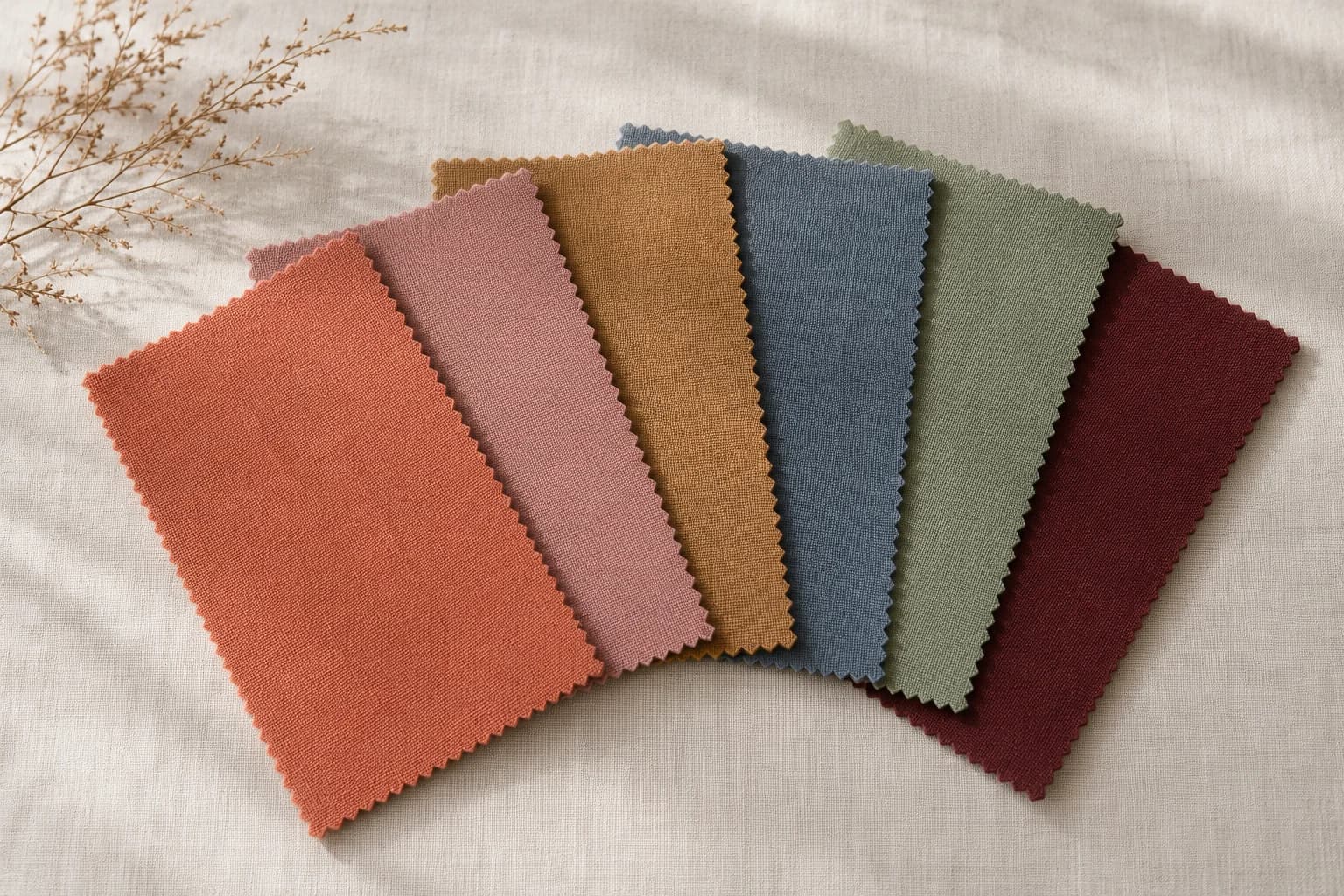 Color analysis swatches laid out next to a mirror