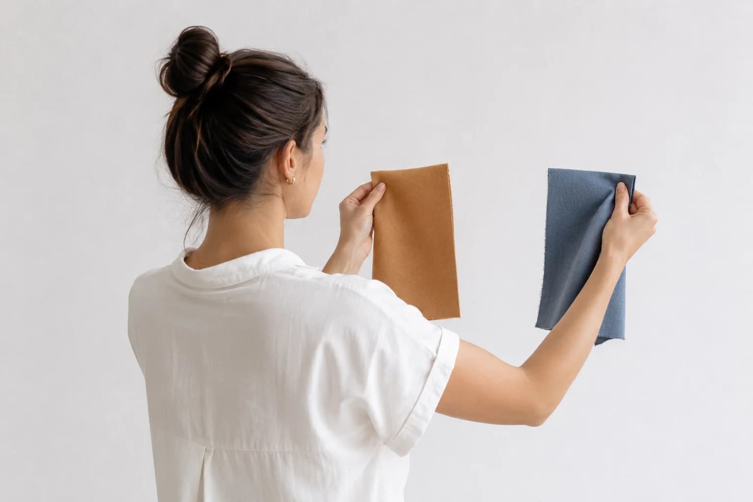 Side-by-side fabric swatch comparison used in professional color analysis